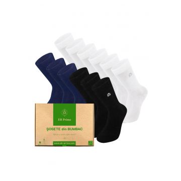 Set 12 perechi - Sosete clasice din bumbac pieptanat - Cutiuta 