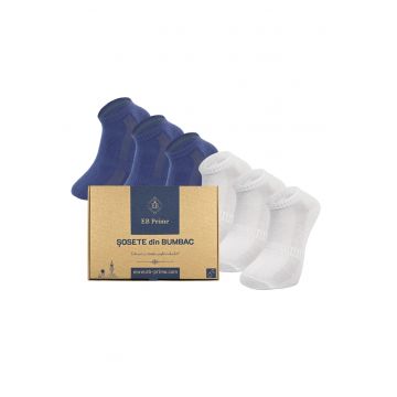 Set 6 perechi - Sosete Scurte din Bumbac Pieptanat -  fara cusatura - respirabile si confortabile