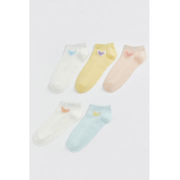 Set de sosete pana la glezna cu detaliu cu inima - 5 perechi