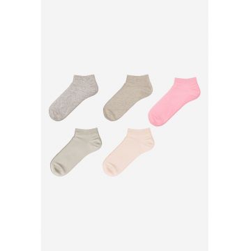 Set de sosete pana la glezna cu model uni - 5 perechi