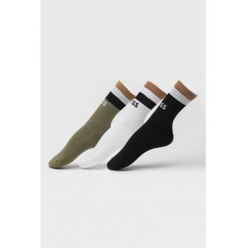 Set de sosete din amestec de bumbac cu model logo - 3 perechi