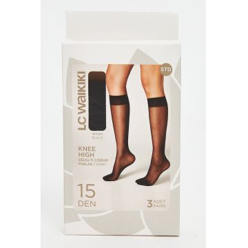 Set de sosete lungi pana la genunchi 15 DEN - 3 perechi