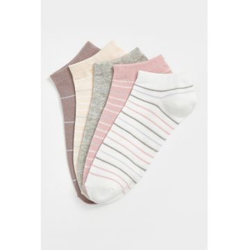 Set de sosete pana la glezna cu model in dungi - 5 perechi