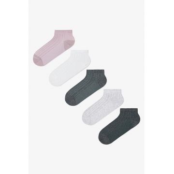 Set de sosete pana la glezna cu model uni - 5 perechi