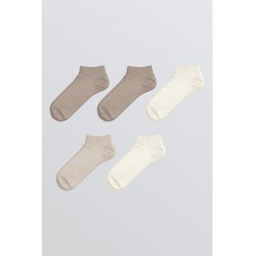 Set de sosete pana la glezna cu model uni - 5 perechi