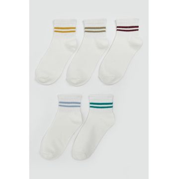 Set de sosete scurte cu benzi contrastante - 5 perechi