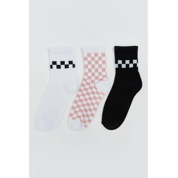 Set de sosete scurte cu model in carouri - 3 perechi