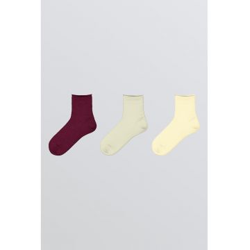 Set de sosete scurte cu model uni - 3 perechi