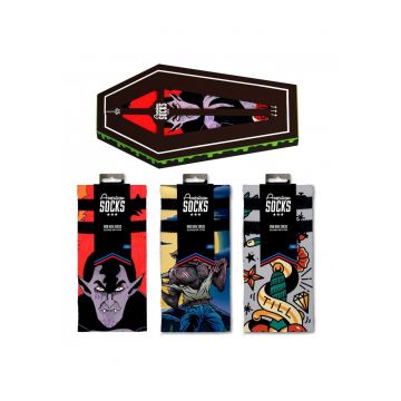 3 perechi de sosete Coolmax in cutie in forma de sicriu