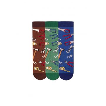 Cutie cu 3 perechi de sosete Fine din bumbac organic Dorel Instalatorul Multicolor