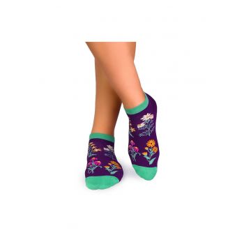 Fusta Sosete bumbac - model floral - Violet