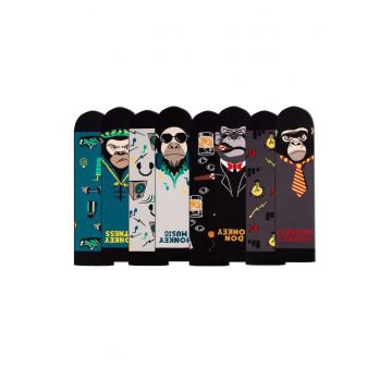 Set 4 perechi de sosete bumbac Arty Socks Maimute in cutie cadou