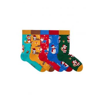 Set 5 perechi de sosete bumbac organic de craciun Colour Cotton Wintertime