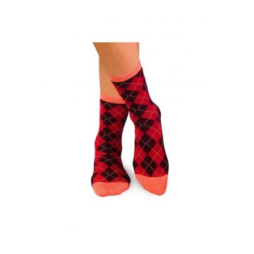 Sosete bambus COMFORT FEET Argyle Bordeaux Red