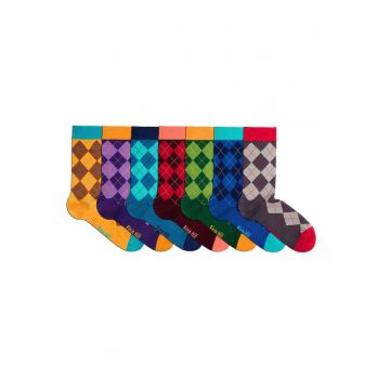 Sosete bambus COMFORT FEET Argyle Luxury Box 7 Buc.