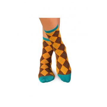 Sosete bambus COMFORT FEET Argyle Yellow Brown