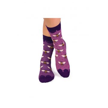Sosete bambus FINE BAMBOO Bees - Purple