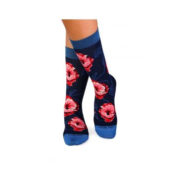 Sosete bambus FINE BAMBOO Flowers DARK BLUE