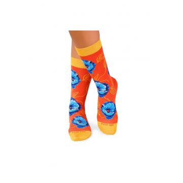 Sosete bambus FINE BAMBOO Flowers ORANGE