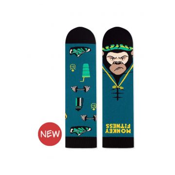 Sosete bumbac Arty Socks Maimuta Fitness Guru Turcoaz