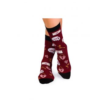 Sosete bumbac Colour Cotton Socks ST VALENTINE'S DAY Bordeaux