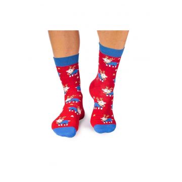 Sosete bumbac de craciun Colour Cotton Ren Jucaus - 43-46 EU - Rosu