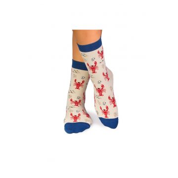 Sosete bumbac Fine Cotton Sealife Homar Ecru