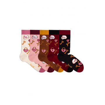 Sosete bumbac LUXURY BOX 5 Colour Cotton VALENTINE'S DAY 5 buc