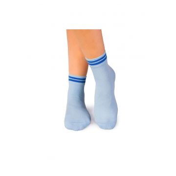 Sosete bumbac organic albastre cu 2 dungi albastru inchis Active Day