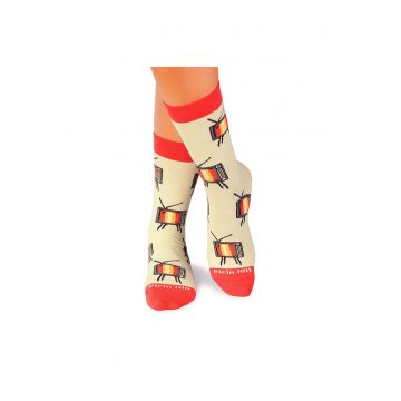 Sosete bumbac organic COLOUR COTTON Retro TV Ecru