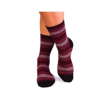 Sosete bumbac organic cu dungi 98% COTTON RICH Bordeaux