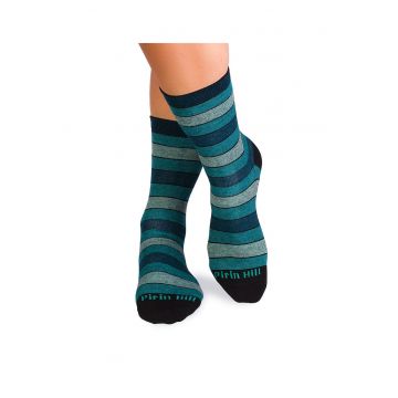 Sosete bumbac organic cu dungi 98% COTTON RICH Turcoaz