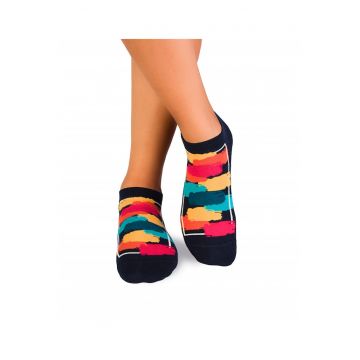 Sosete bumbac organic scurte Brushes - Black Rainbow 373