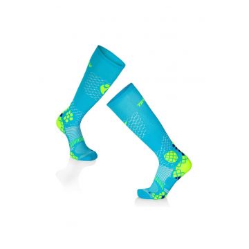 Sosete compresive pentru alergat 3/4 COMPRESSION SOCKS Turcoaz - Galben