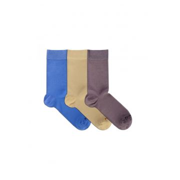 Sosete confortabile bambus BOX 3 Fine Bamboo Socks BASIC Blue Beige Gray