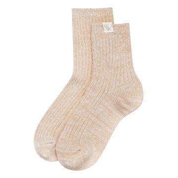 Sosete dama  Nixi 2 - bej melange - lungi - imprimeu in dungi - set 1 pereche