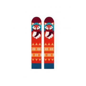 Sosete de bambus de Craciun Comfort Feet 3/4 pana la genunchi Vulpe de Craciun