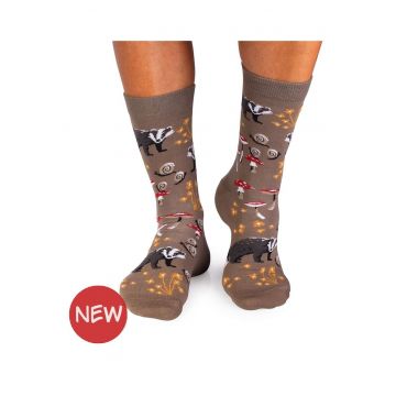 Sosete din bumbac Povesti de Toamna Bursuc Gri