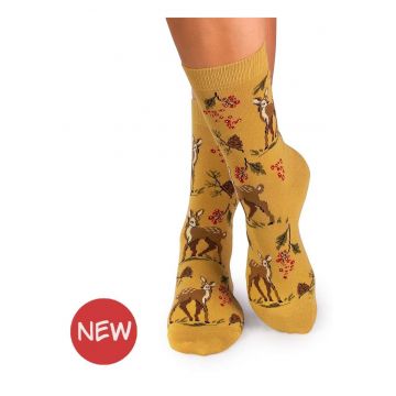 Sosete din bumbac Povesti de Toamna Caprioara Galben