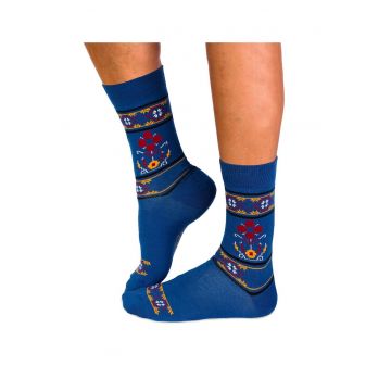 Sosete din Lana cu Motive Traditionale Albastru