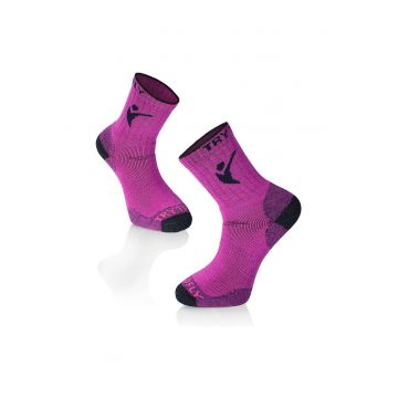 Sosete groase pentru Drumetie din Lana de Merinos Fucsia