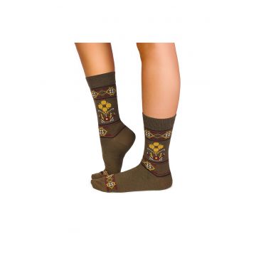 Sosete lana merino Ethno Fine Light Brown -