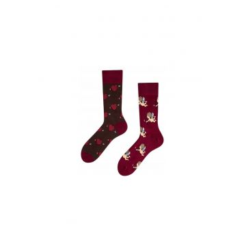 Sosete lungi barbatesti -  Imprimeu cu inimi - Multicolor -