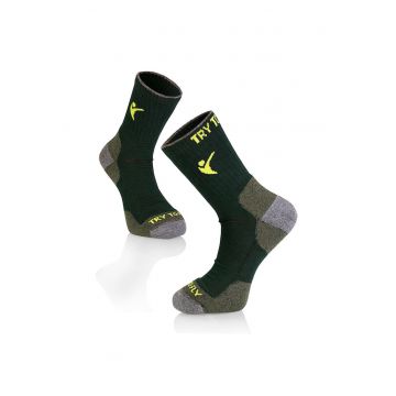 Sosete pentru Drumetie din Lana de Merinos Verde inchis