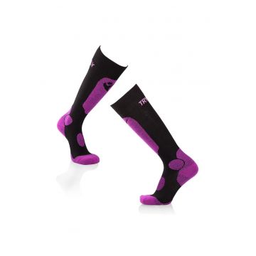 Sosete schi 3/4 lungi lana merino Negru ciclam