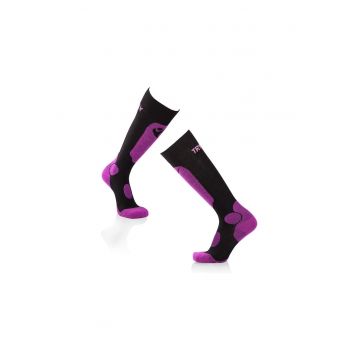 Sosete schi 3/4 lungi lana - merino - Negru ciclam