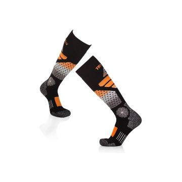 Sosete schi 3/4 lungi lana merino - Negru Portocaliu