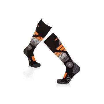 Sosete schi 3/4 lungi lana merino - Negru Portocaliu