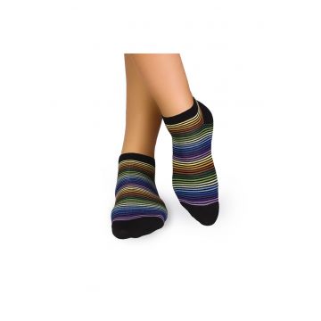 Sosete scurte bambus FINE BAMBOO dungi curcubeu inchis