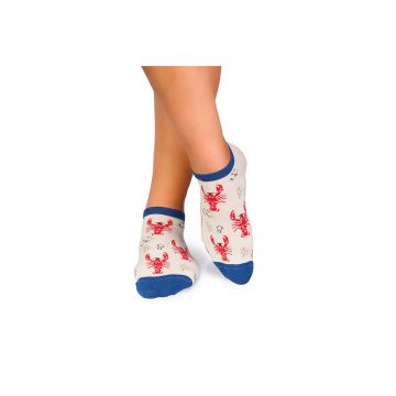 Sosete scurte bumbac Fine Cotton Sealife Homar Ecru -